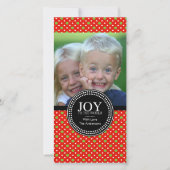 Groene rode "JOY TO THE WORLD" vakantiefotokaart Feestdagenkaart (Voorkant)