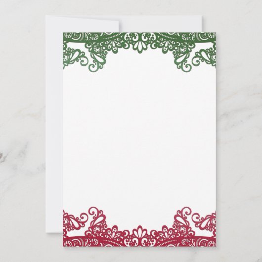 Groene & Rode kant Elegant 15e Quinceañera Party Kaart (Achterkant)