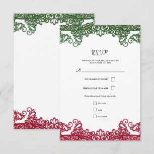 Groene & Rode Kant Elegant Fiesta Trouw-RSVP RSVP Kaartje