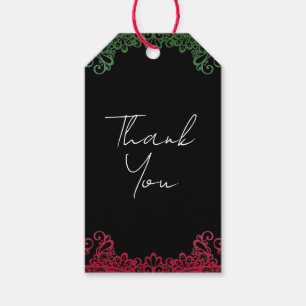 Groene & Rode Kant Elegant Fiesta Trouwdag  Cadeaulabel