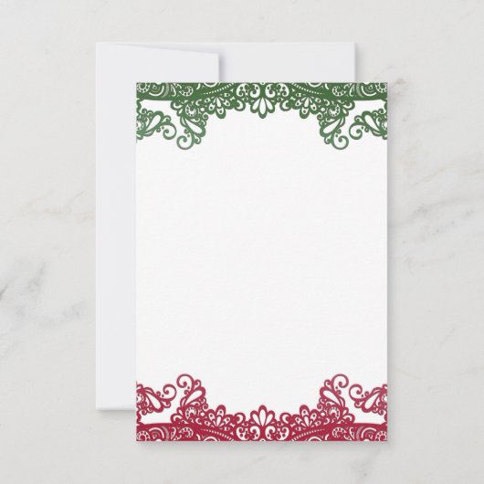 Groene & Rode kant Elegante Fiesta bruiloft RSVP (Achterkant)