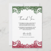 Groene & Rode kant Elegante Fiesta Dank u Kaart (Voorkant)