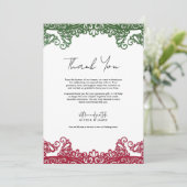 Groene & Rode kant Elegante Fiesta Dank u Kaart (Staand voorkant)
