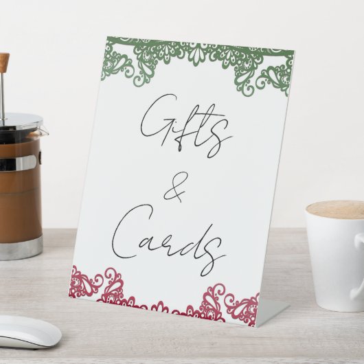 Groene Rode Kant Elegante Fiesta Huwelijkscadeaus  Reclamebord Met Voetstuk (Insitu)