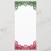 Groene & Rode kant Elegante Fiesta Witte bruiloft  Menu (Achterkant)