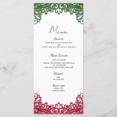 Groene & Rode kant Elegante Fiesta Witte bruiloft  Menu (Voorkant)