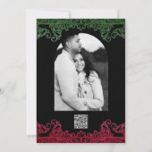 Groene & Rode kant Elegante Fiesta Zwarte bruiloft Kaart (Achterkant)