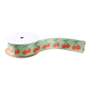 Groene rode kersen schattig satijnen lint