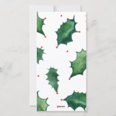 Groene Rode Kerst Botanische Krans Foto lang Feestdagenkaart (Achterkant)