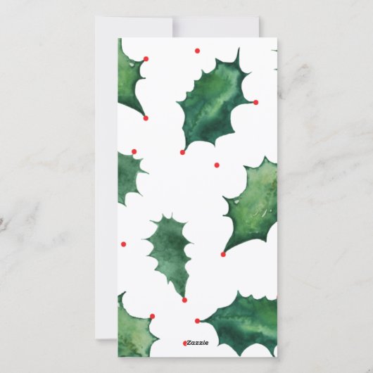 Groene Rode Kerst Botanische Krans Foto lang Feestdagenkaart (Achterkant)