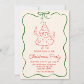  groene rode kerst Champagne Tree Party Kaart (Voorkant)