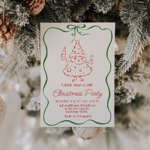groene rode kerst Champagne Tree Party Kaart