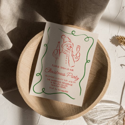  groene rode kerst Champagne Tree Party Kaart