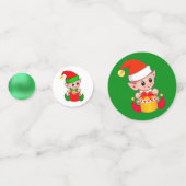 Groene & Rode Kerst Elf Confetti (Voorkanten)