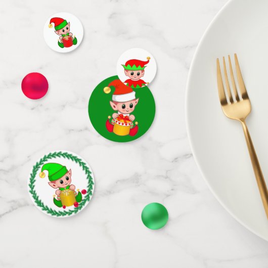 Groene & Rode Kerst Elf Confetti (Groep)