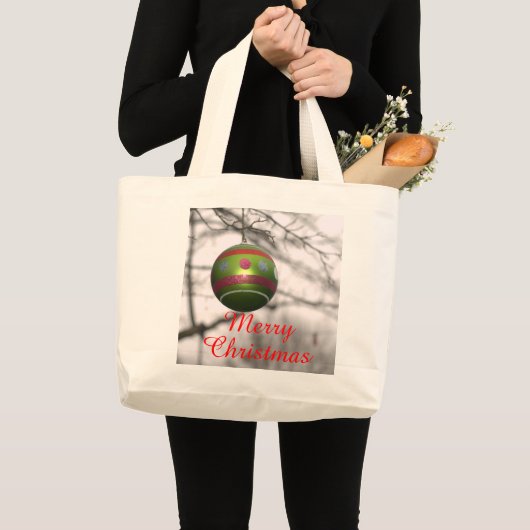 Groene Rode Kerst Ornament Boodschappentas Grote Tote Bag (Voorkant (product))