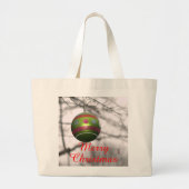 Groene Rode Kerst Ornament Boodschappentas Grote Tote Bag (Voorkant)