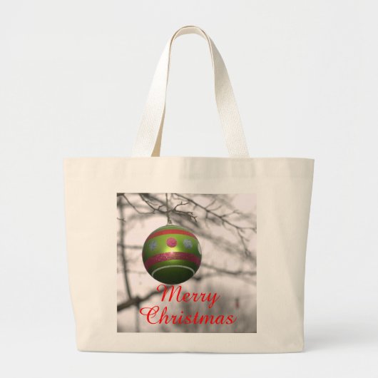Groene Rode Kerst Ornament Canvas tas (Voorkant)