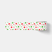 Groene Rode Kerst Stippen Witte Achtergrond Grosgrain Lint (Voorkant)
