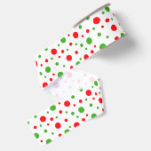 Groene Rode Kerst Stippen Witte Achtergrond Grosgrain Lint (Achterkant)