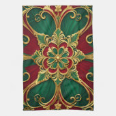 Groene Rode Kerst Vakantie Keuken Handdoek (Verticaal)
