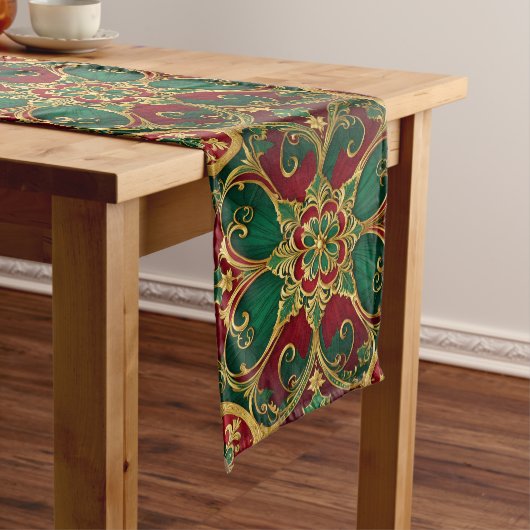 Groene Rode Kerst Vakantie Tafel Runner Medium Tafelloper (Voorbeeld)