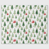 Groene Rode Kerstbomen Cadeaupapier (Vlak)