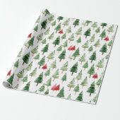 Groene Rode Kerstbomen Cadeaupapier (Uitgerold)