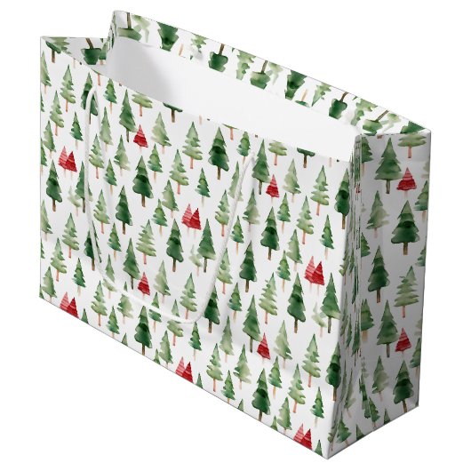 Groene Rode Kerstbomen Groot Cadeauzakje (Voorkant Gekanteld)