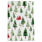 Groene Rode Kerstbomen  Medium Cadeauzakje (Voorkant)