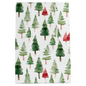 Groene Rode Kerstbomen  Medium Cadeauzakje (Achterkant)