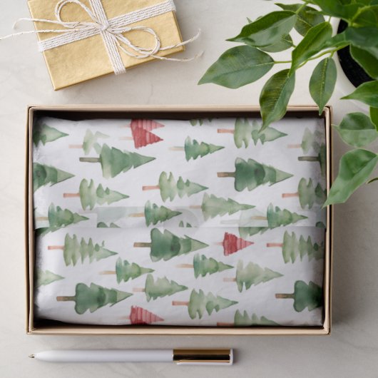 Groene Rode Kerstbomen Tissuepapier (Geschenk)