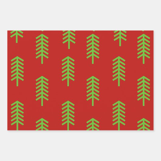Groene Rode Kerstboom Perfect Kerstcadeau Inpakpapier Vel (Voorkant 3)