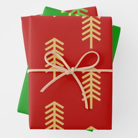 Groene Rode Kerstboom Perfect Kerstcadeau Inpakpapier Vel (In situ)
