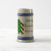 Groene rode kerstboom vrolijke kerst voeg naam toe bierpul (Center)