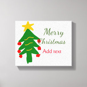 Groene rode kerstboom vrolijke kerst voeg naam toe canvas afdruk