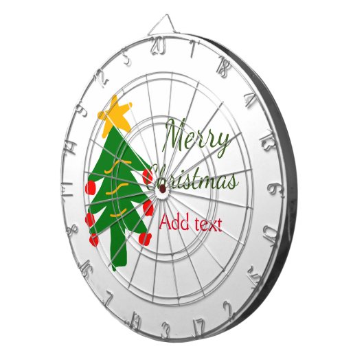 Groene rode kerstboom vrolijke kerst voeg naam toe dartbord (Voorkant Rechts)