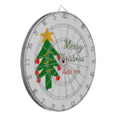 Groene rode kerstboom vrolijke kerst voeg naam toe dartbord (Voorkant Links)