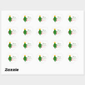 Groene rode kerstboom vrolijke kerst voeg naam toe hart sticker (Vel)