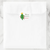 Groene rode kerstboom vrolijke kerst voeg naam toe hart sticker (Tas)