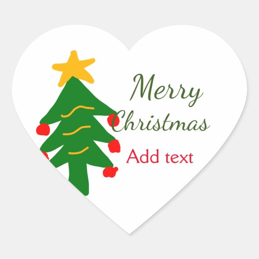 Groene rode kerstboom vrolijke kerst voeg naam toe hart sticker (Voorkant)