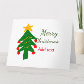 Groene rode kerstboom vrolijke kerst voeg naam toe kaart (Voorkant)