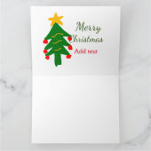 Groene rode kerstboom vrolijke kerst voeg naam toe kaart (Binnen)