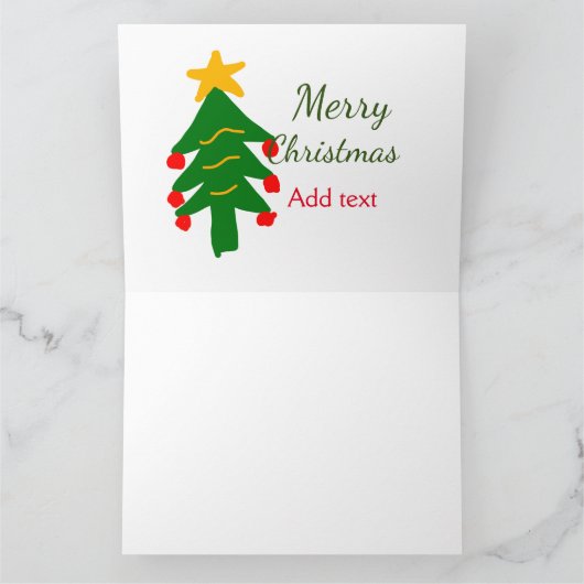 Groene rode kerstboom vrolijke kerst voeg naam toe kaart (Binnen)