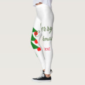 Groene rode kerstboom vrolijke kerst voeg naam toe leggings (Links)