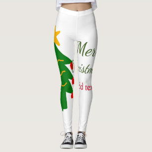 Groene rode kerstboom vrolijke kerst voeg naam toe leggings