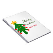 Groene rode kerstboom vrolijke kerst voeg naam toe notitieboek (Rechterzijde)