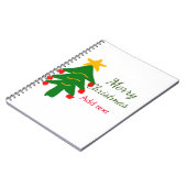 Groene rode kerstboom vrolijke kerst voeg naam toe notitieboek (Linkerzijde)