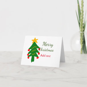 Groene rode kerstboom vrolijke kerst voeg naam toe notitiekaartje