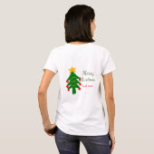 Groene rode kerstboom vrolijke kerst voeg naam toe t-shirt (Achterkant volledig)